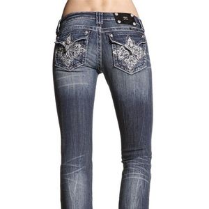EUC Miss Me Swirl Cross Boot Cut Jeans Sz 30